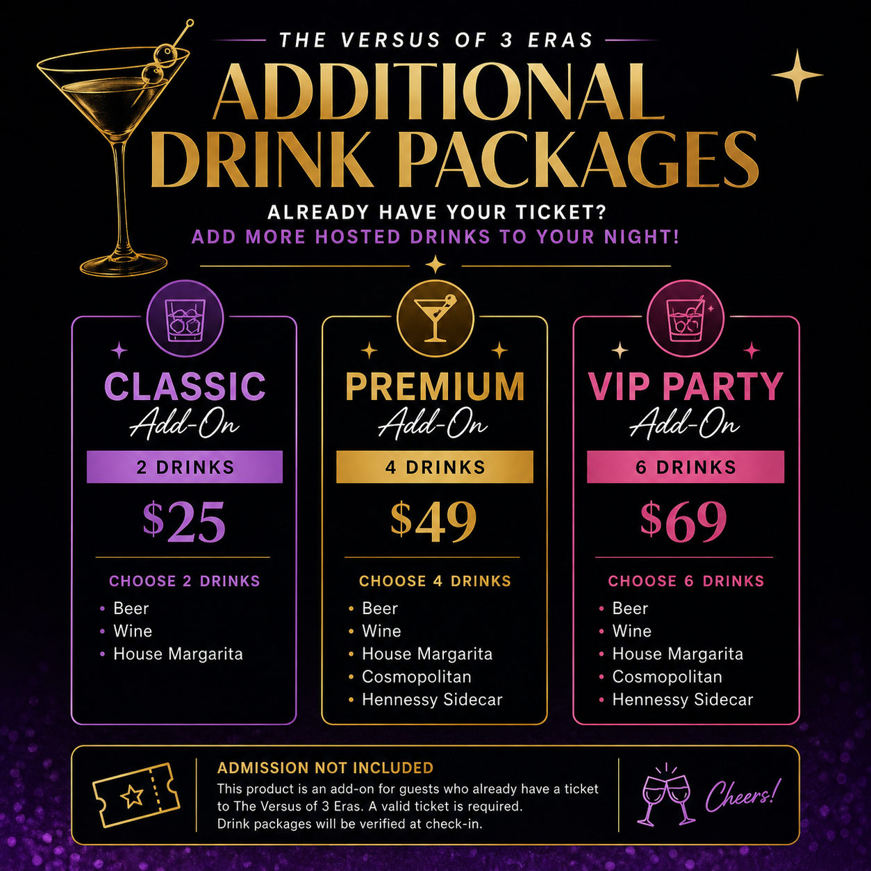 🍸 Additional Drink Packages (Ticket Holders Only)