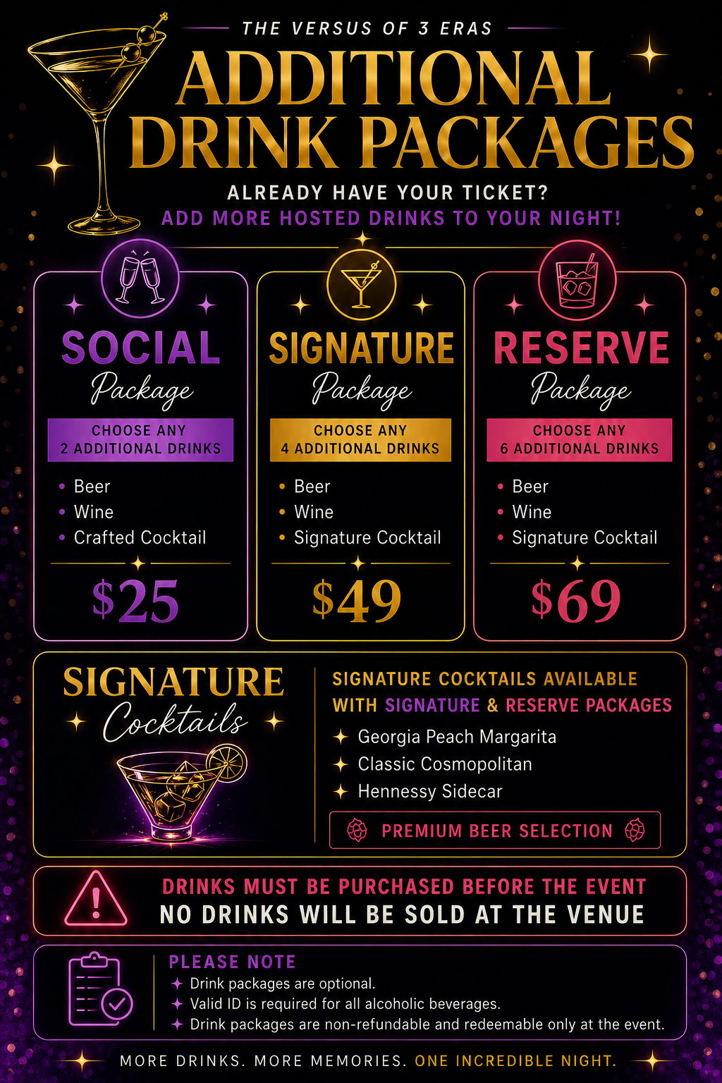 🍸 Additional Drink Packages (Ticket Holders Only GEORGIA SHOW ONLY)